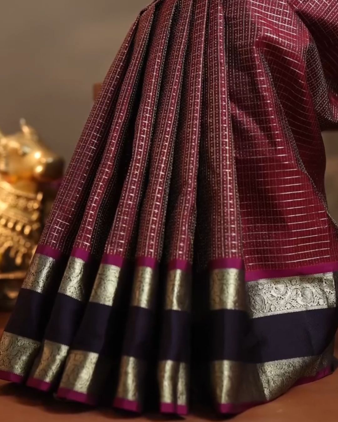 Brown Kattam Silk Saree