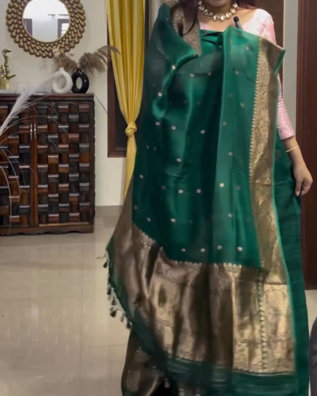 Green Cotton Jari Suit