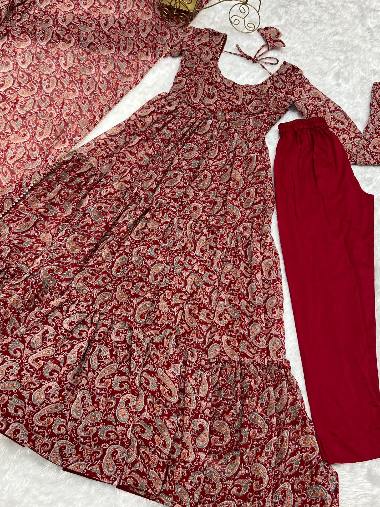 NKB34-MAROON KALAMKARI GOWN