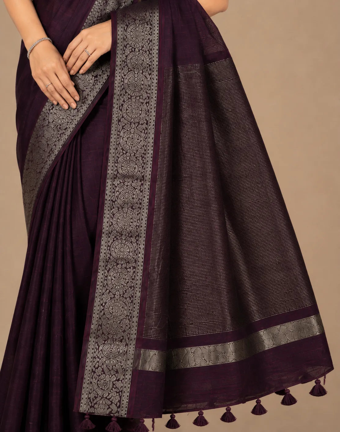Maroon Jute Silk Saree