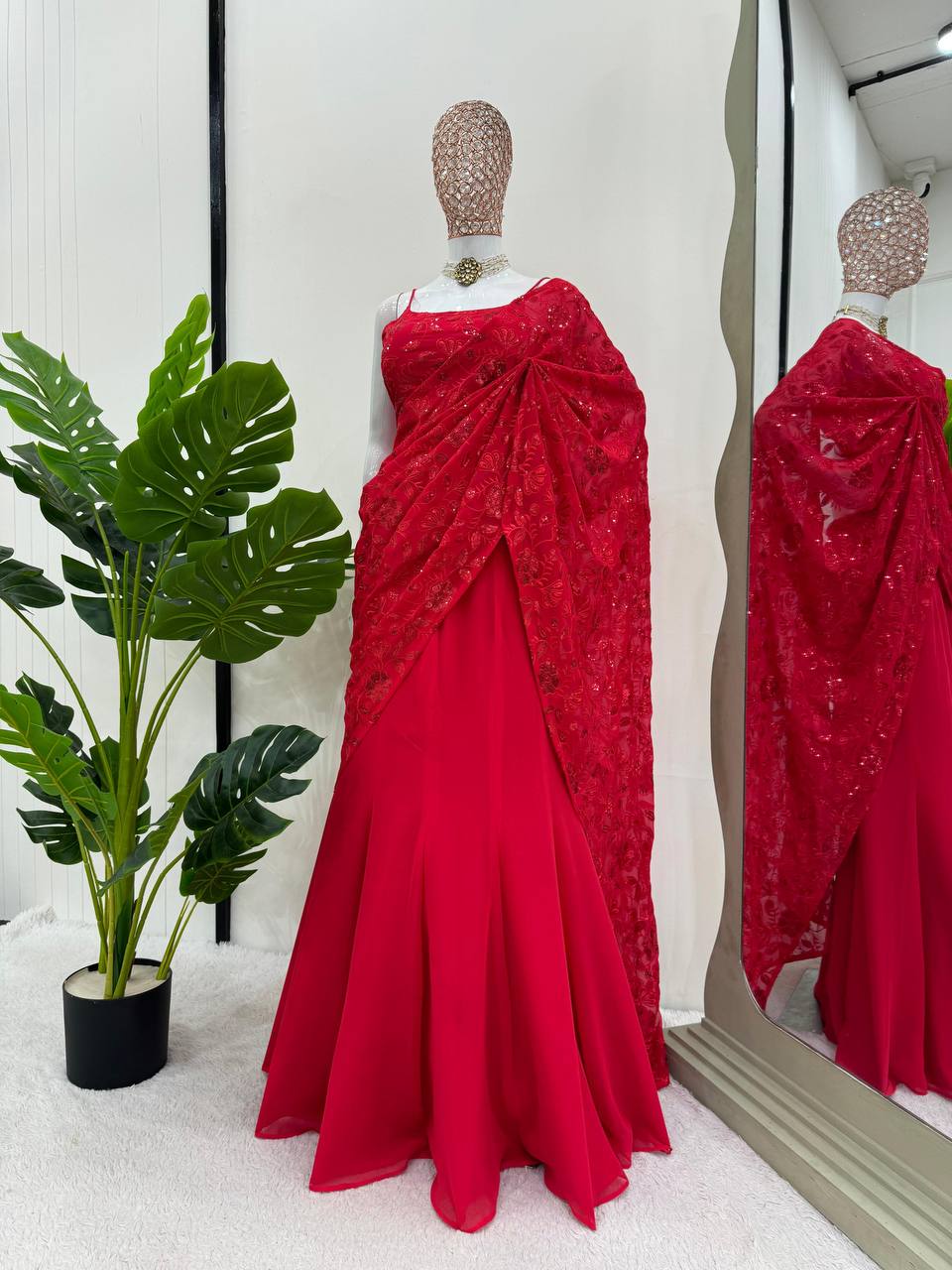Ready to wear red lehenga set