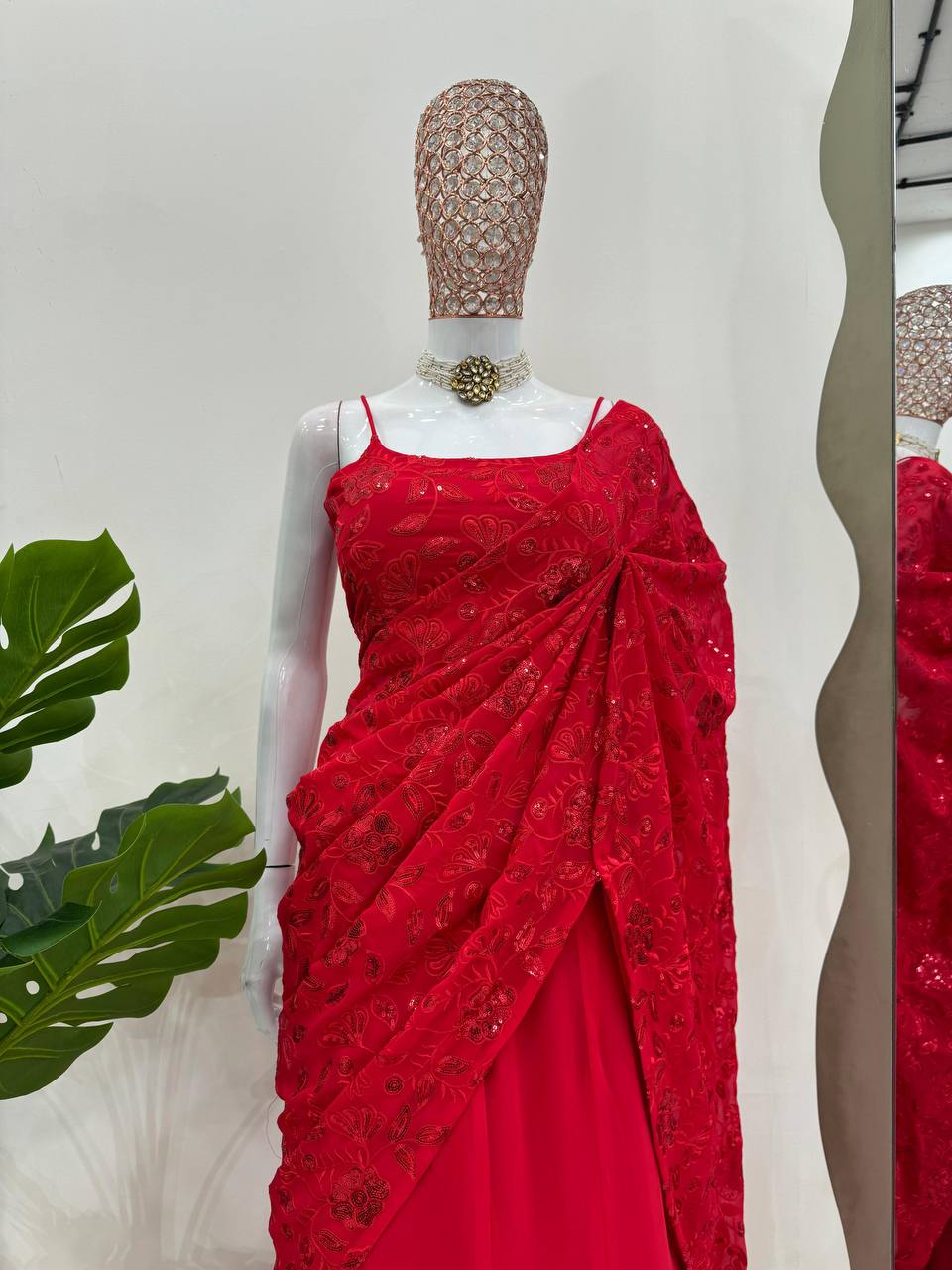 Ready to wear red lehenga set