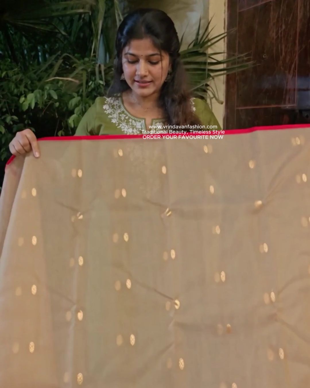 Biscuit Organza Saree
