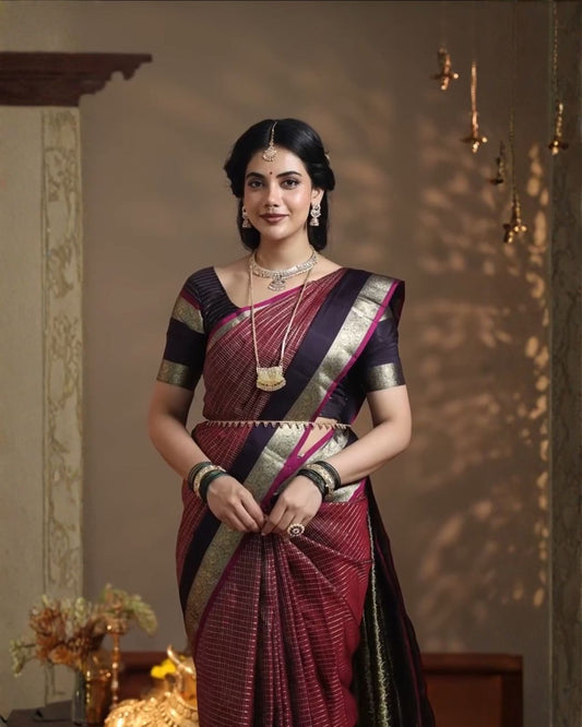 Brown Kattam Silk Saree