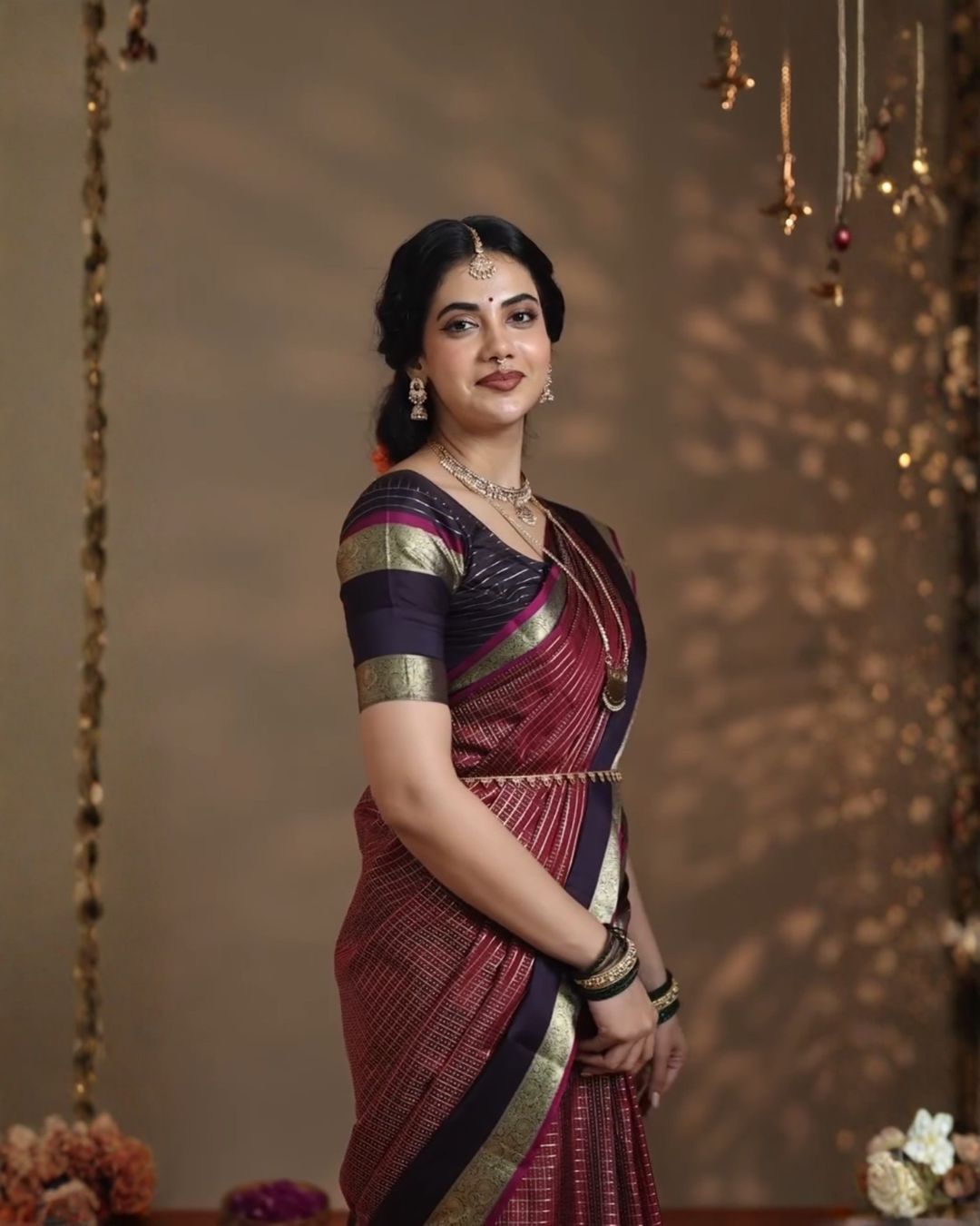 Brown Kattam Silk Saree