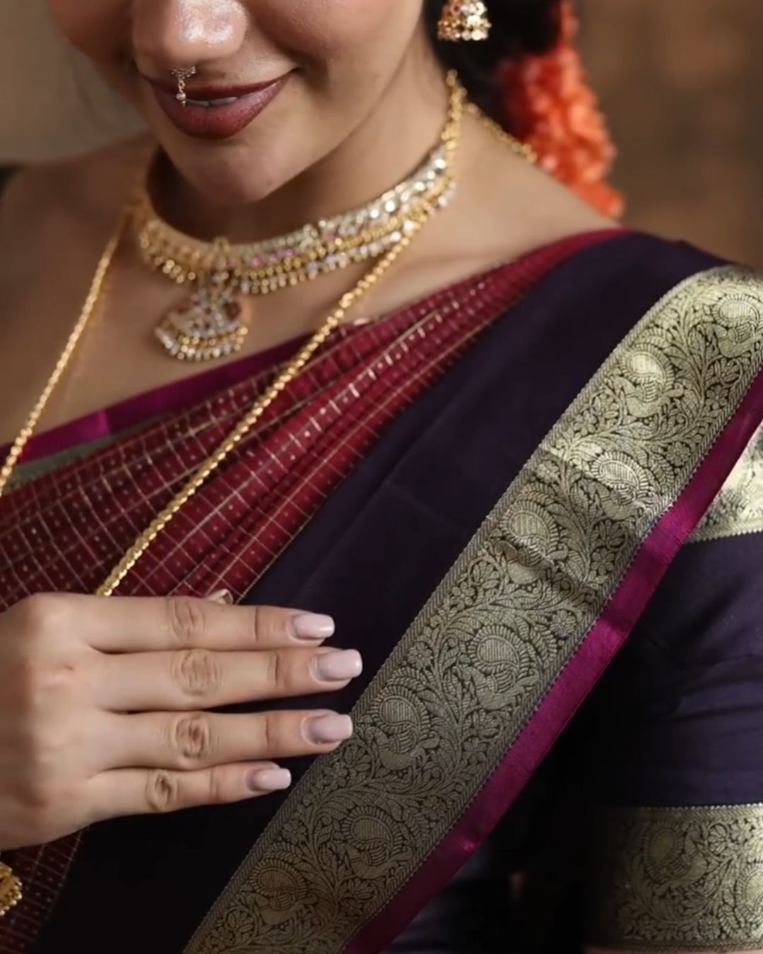 Brown Kattam Silk Saree