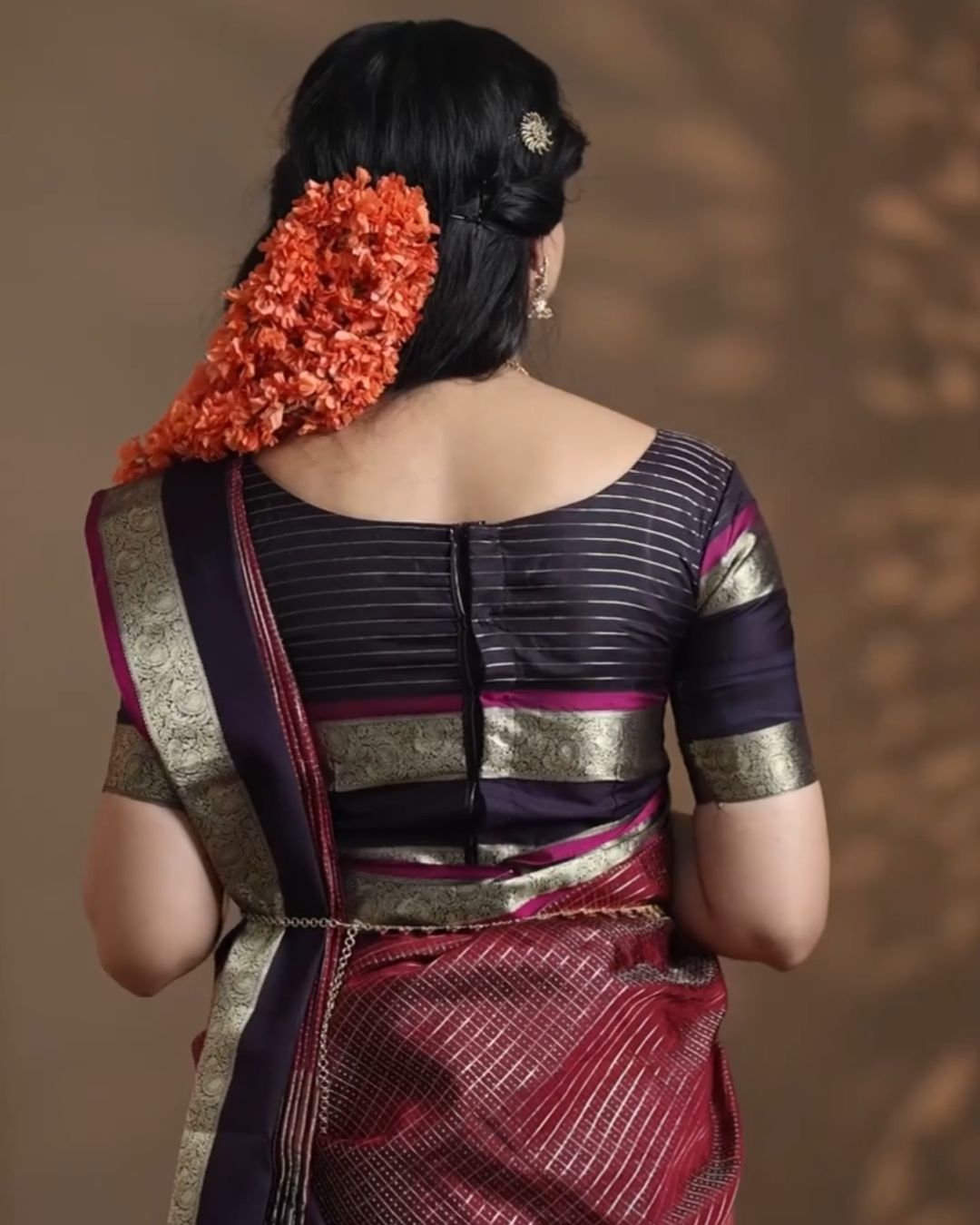 Brown Kattam Silk Saree