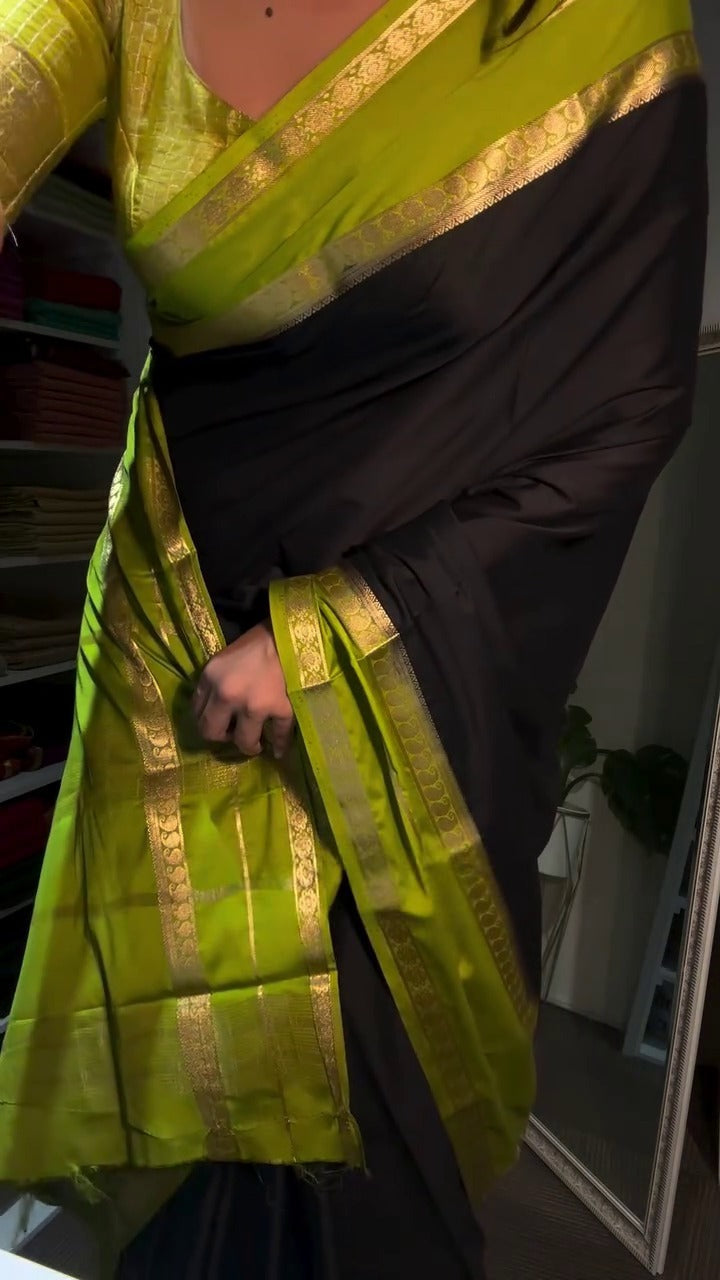 Neon elegance Silk Saree