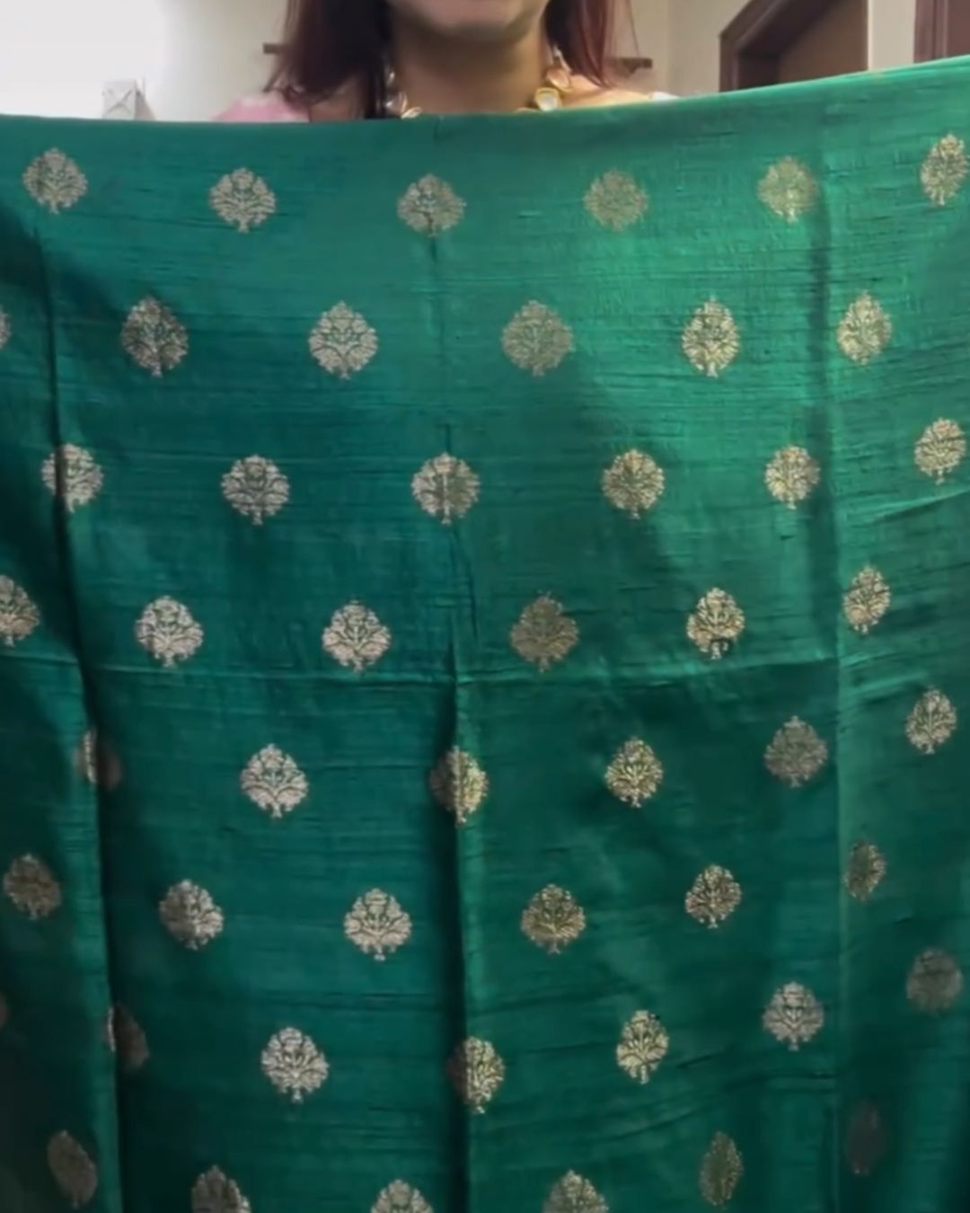 Green Cotton Jari Suit