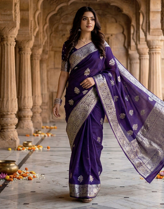 Leaf Pattern Silk Saree