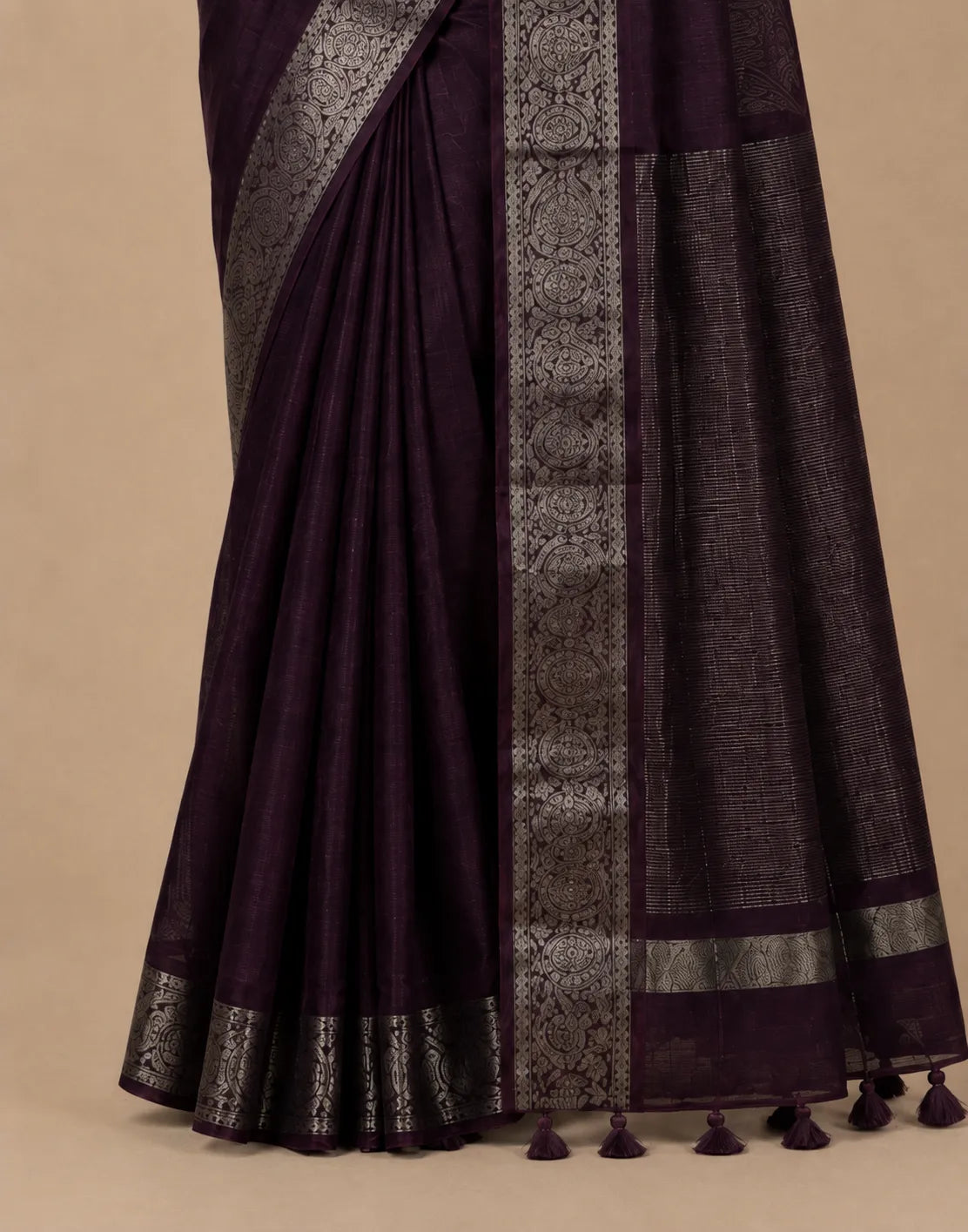 Maroon Jute Silk Saree