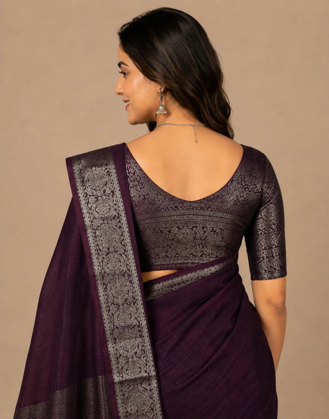 Maroon Jute Silk Saree