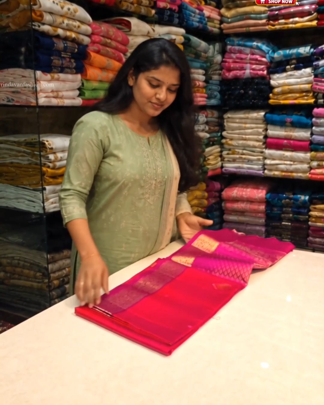 Orange Pink Silk Saree