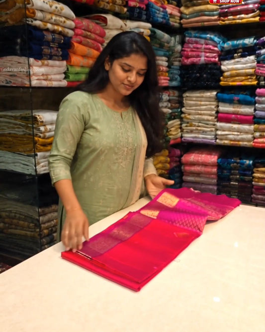 Orange Pink Silk Saree