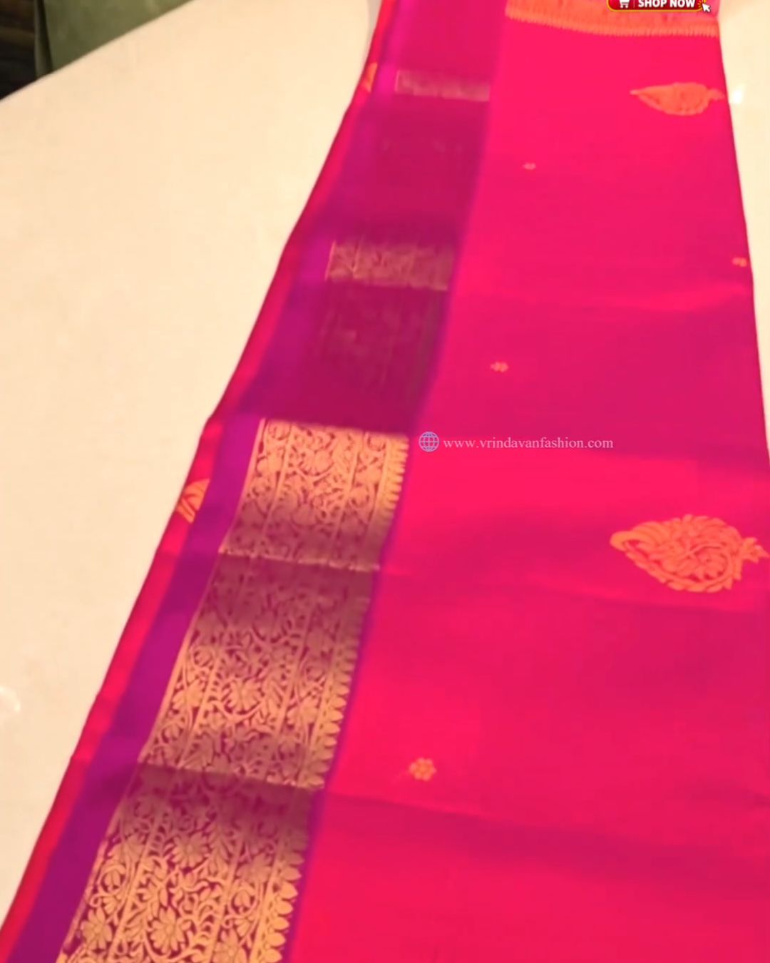 Orange Pink Silk Saree