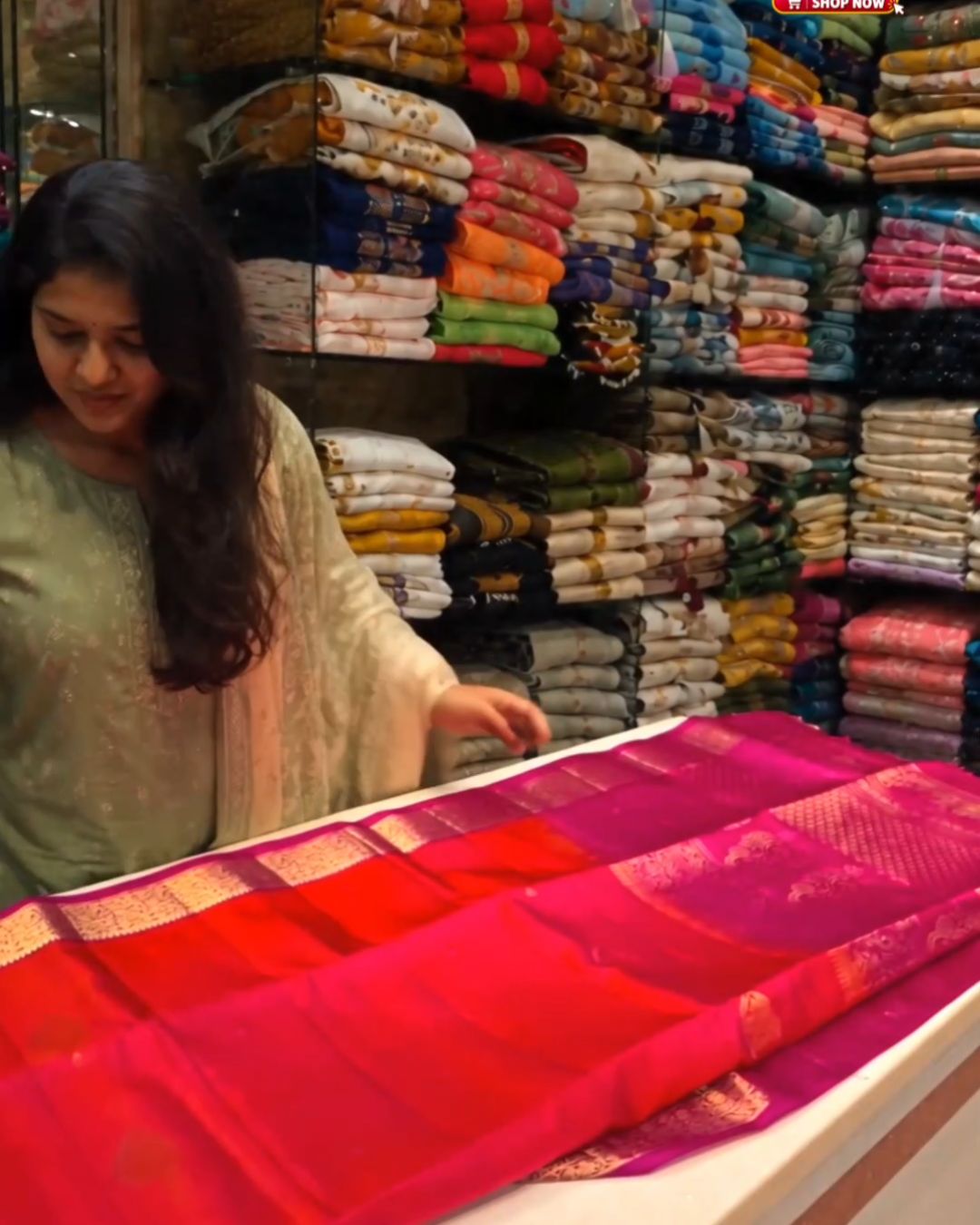 Orange Pink Silk Saree