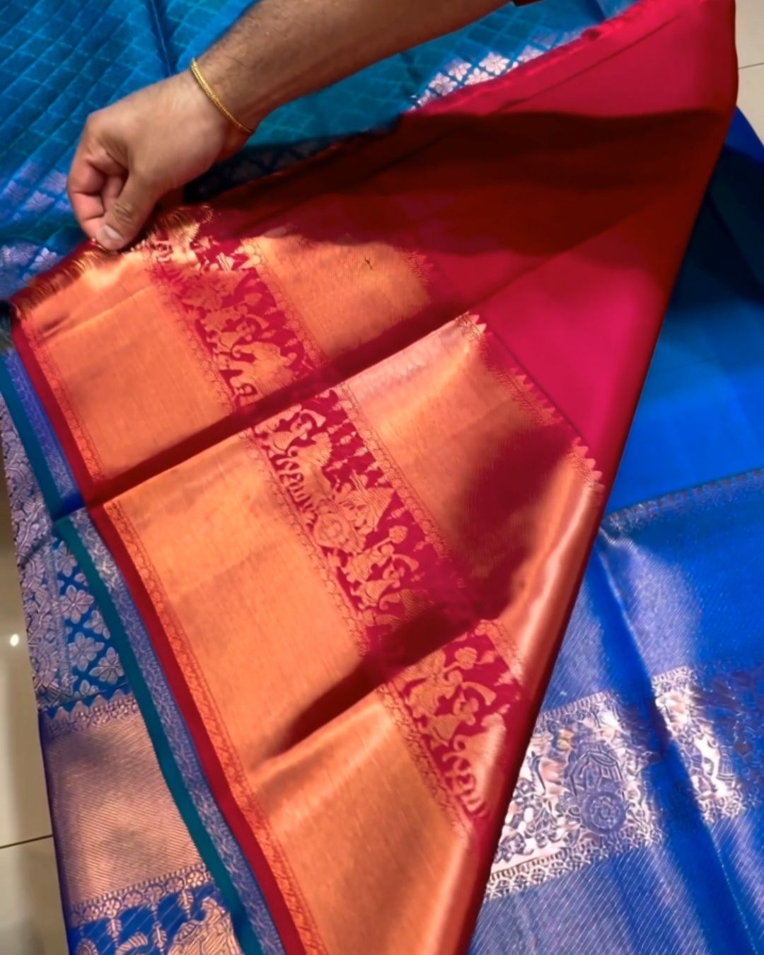 Peacock Red Silk Saree