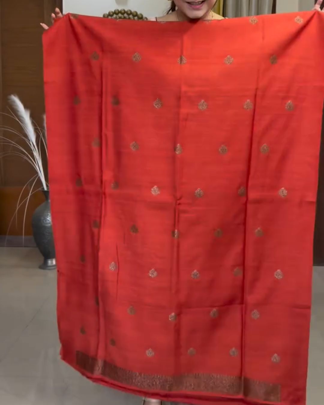 Rust Cotton Jari Suit