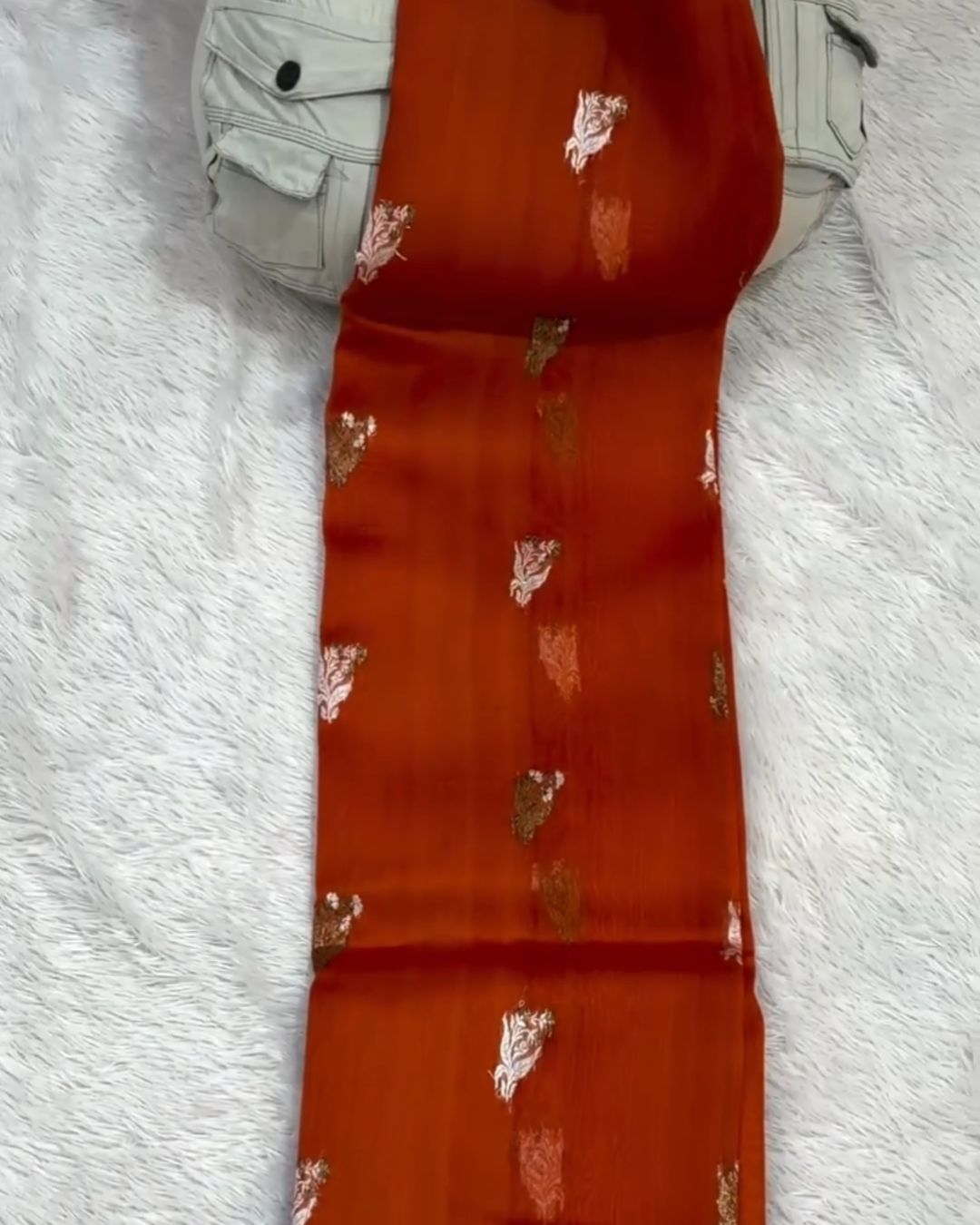 Rust Kora Silk Saree