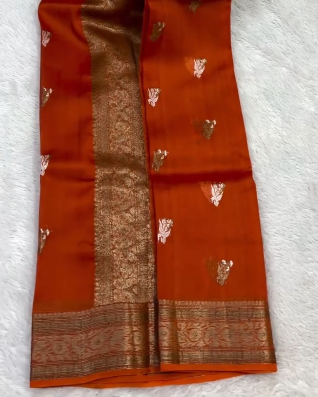 Rust Kora Silk Saree
