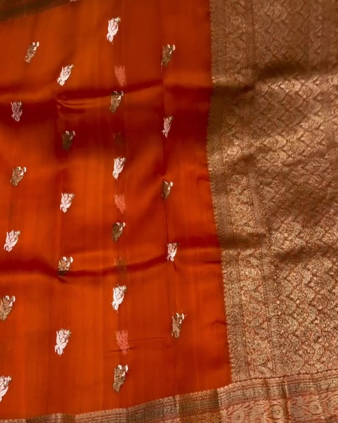 Rust Kora Silk Saree