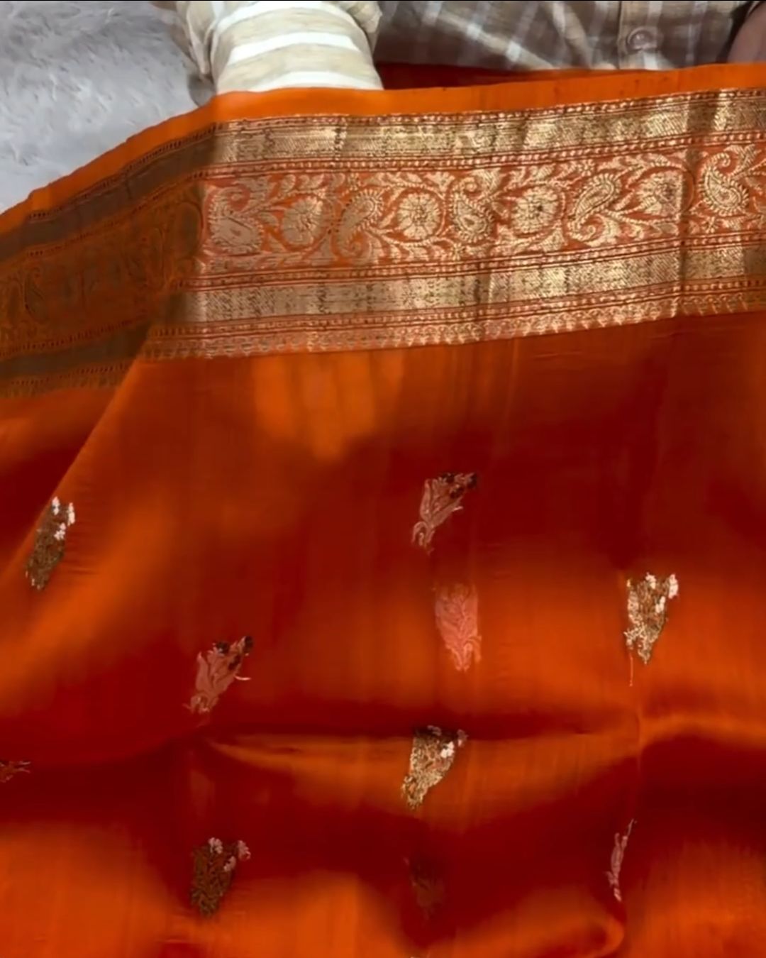 Rust Kora Silk Saree