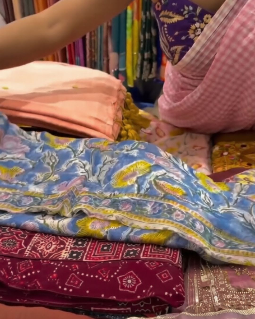 Sky Block Print Saree