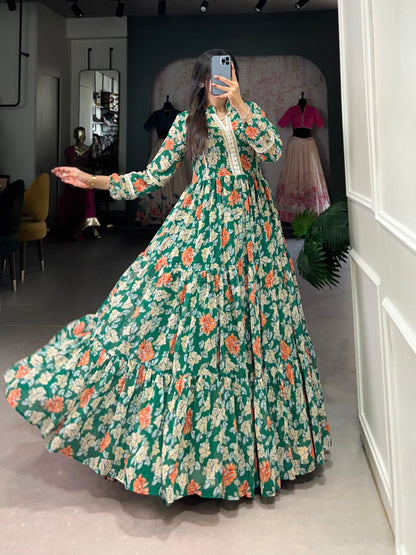 Twirl in Triple-Layer Floral Georgette