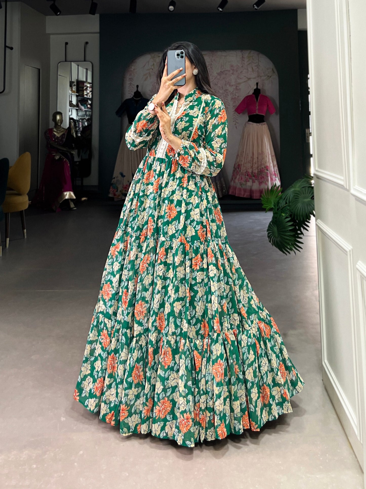 Twirl in Triple-Layer Floral Georgette