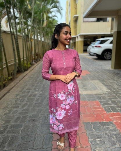 Elegent Pink Kurti with Dupatta